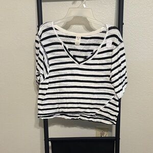 We The Free Black and White Striped Tee